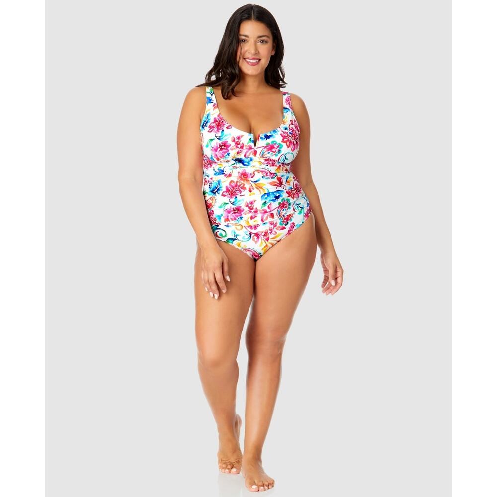 Anne Cole Plus Size Paisley V-Wire One-Piece Swimsuit Multi Size 16W 1501